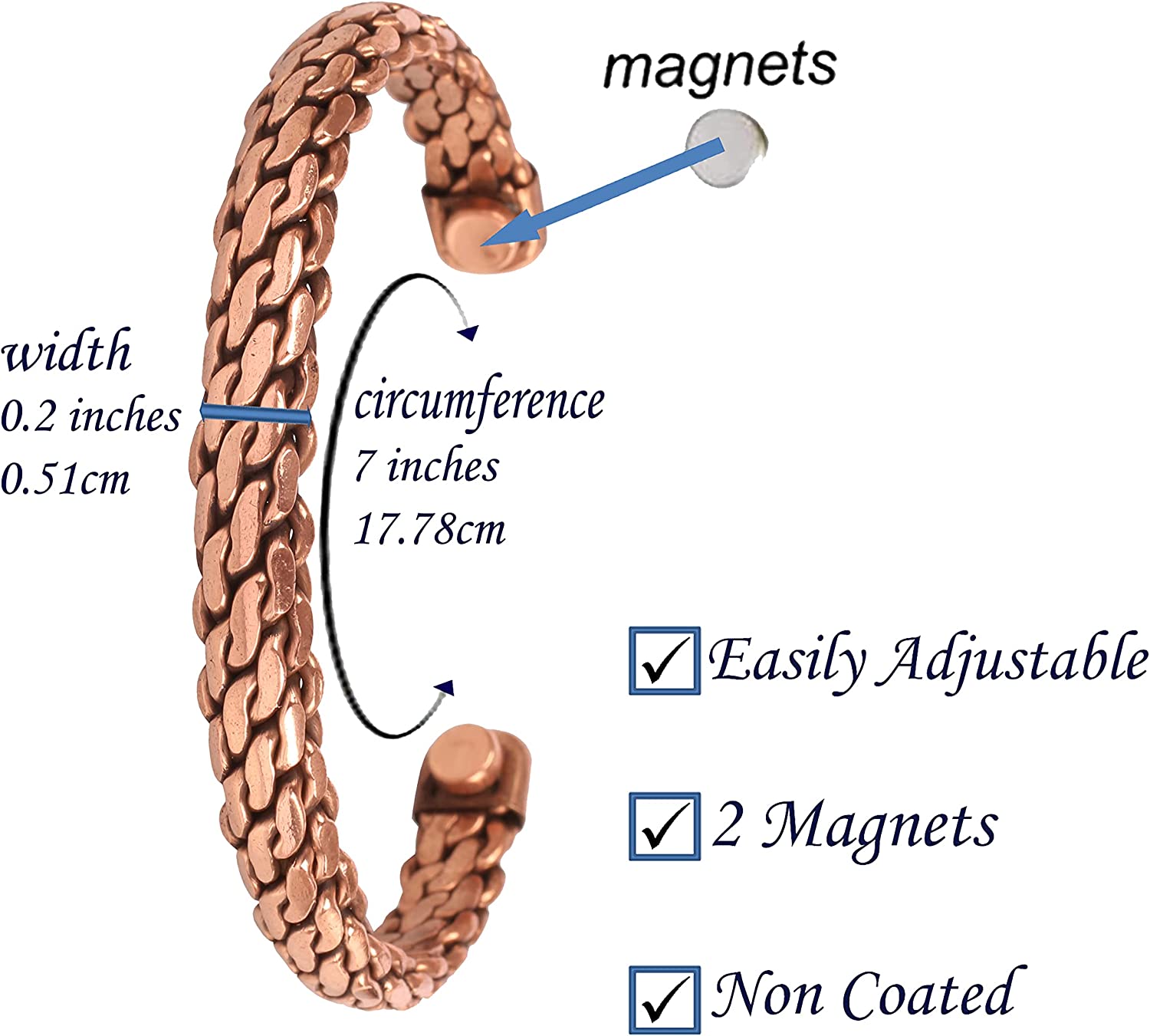 Touchstone Indian Hand Crafted Healing Copper Bracelet Chakra Jewelry Cuff Gift Women Men. - Image 4